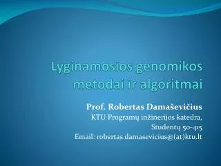 lyginamosios genomikos metodai ir algoritmai