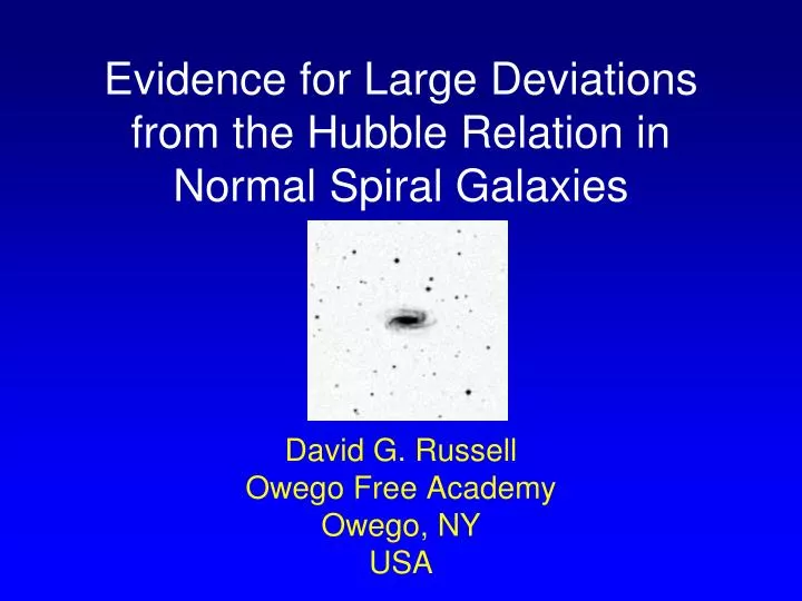 evidence for large deviations from the hubble relation in normal spiral galaxies