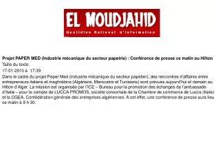 Partenariat: Les Italiens veulent placer leur papier par Z. Mehdaoui