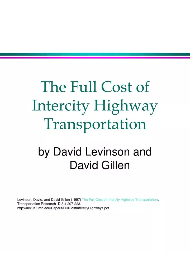 the full cost of intercity highway transportation