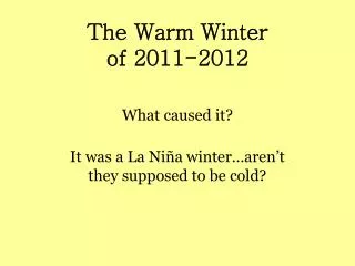 The Warm Winter of 2011-2012