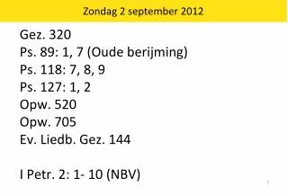 zondag 2 september 2012