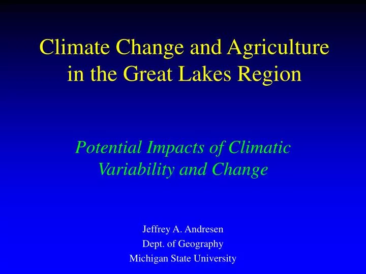climate change and agriculture in the great lakes region