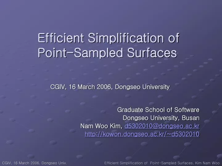 efficient simplification of point sampled surfaces