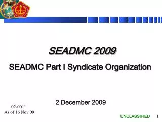 SEADMC 2009 SEADMC Part I Syndicate Organization