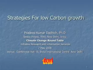 Strategies For low Carbon growth