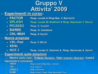 gruppo v attivita 2009