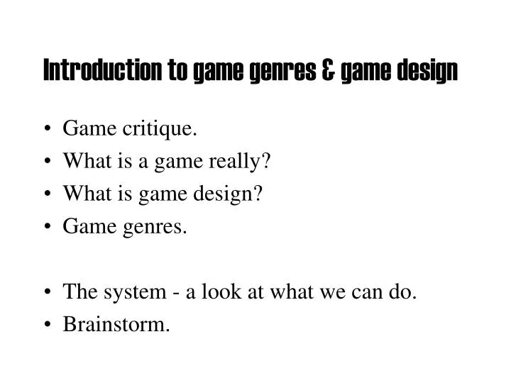 introduction to game genres game design