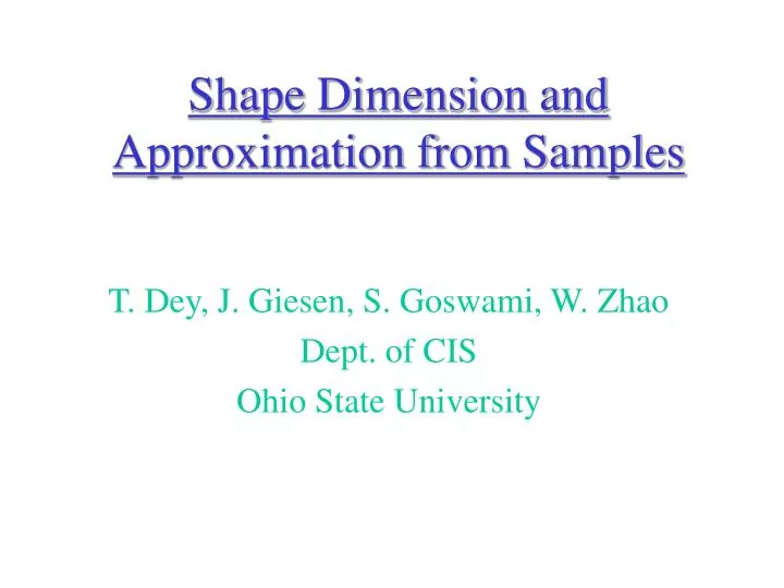 shape dimension and approximation from samples