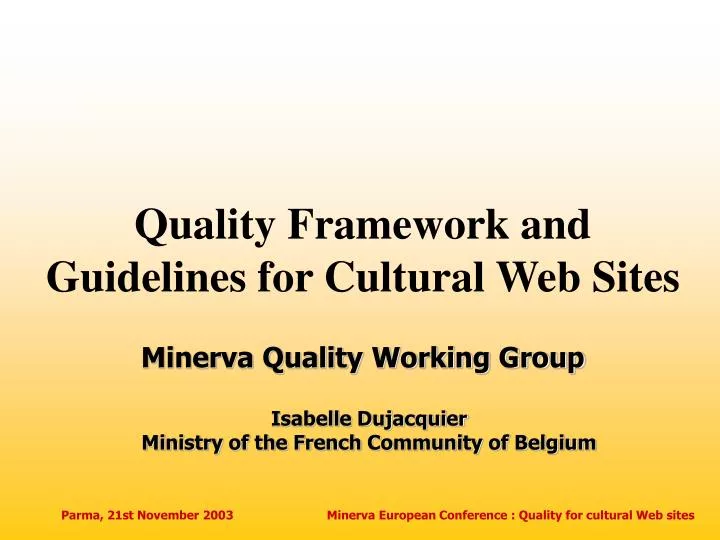quality framework and guidelines for cultural web sites