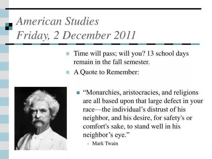 american studies friday 2 december 2011