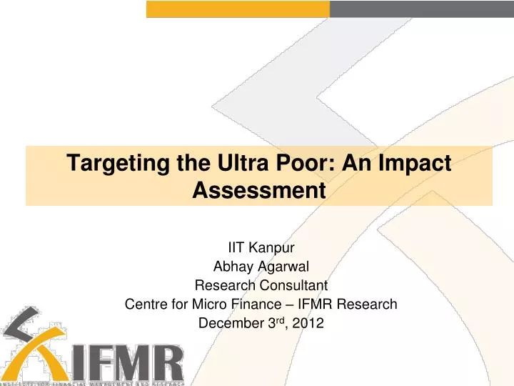 targeting the ultra poor an impact assessment