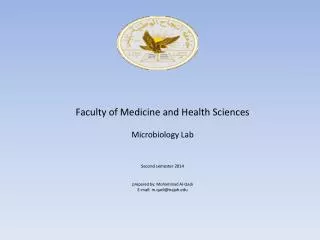 Faculty of Medicine and Health Sciences Microbiology Lab Second semester 2014