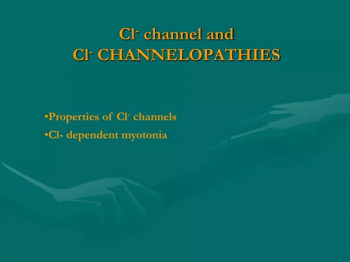 cl channel and cl channelopathies