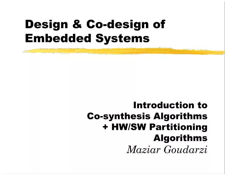 design co design of embedded systems