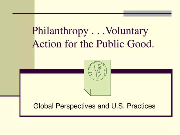 philanthropy voluntary action for the public good