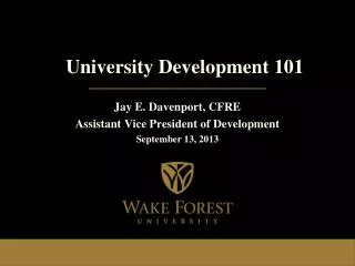 University Development 101