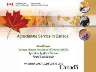 Agroclimate Service in Canada