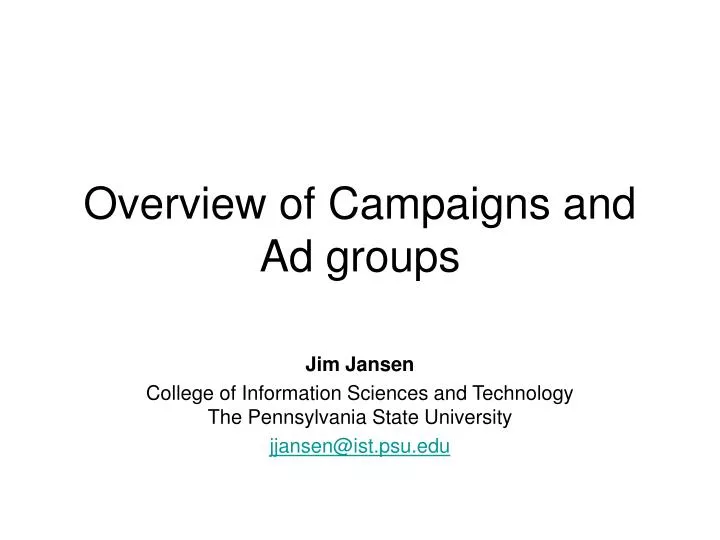 overview of campaigns and ad groups
