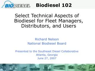 Biodiesel 102