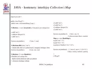 JAVA – kontenery: interfejsy Collection i Map