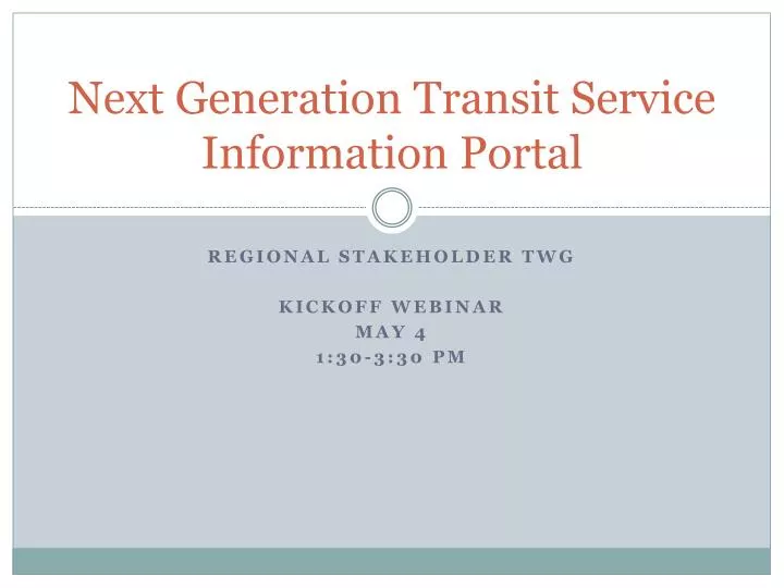 next generation transit service information portal