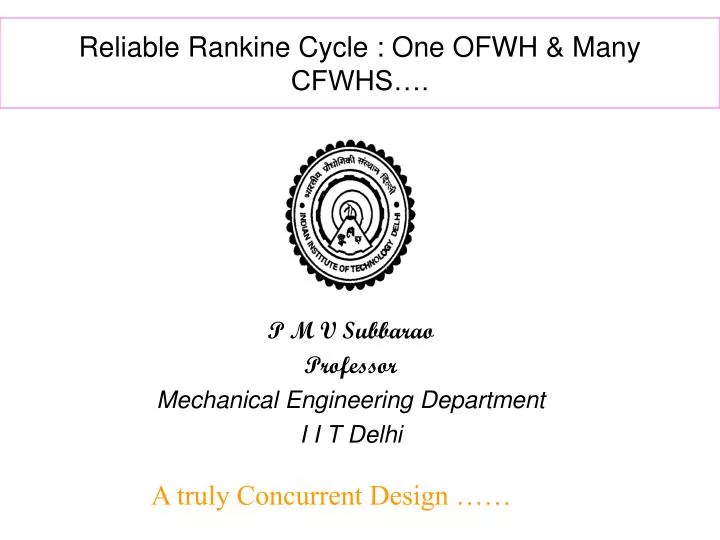 reliable rankine cycle one ofwh many cfwhs