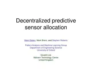 Decentralized predictive sensor allocation