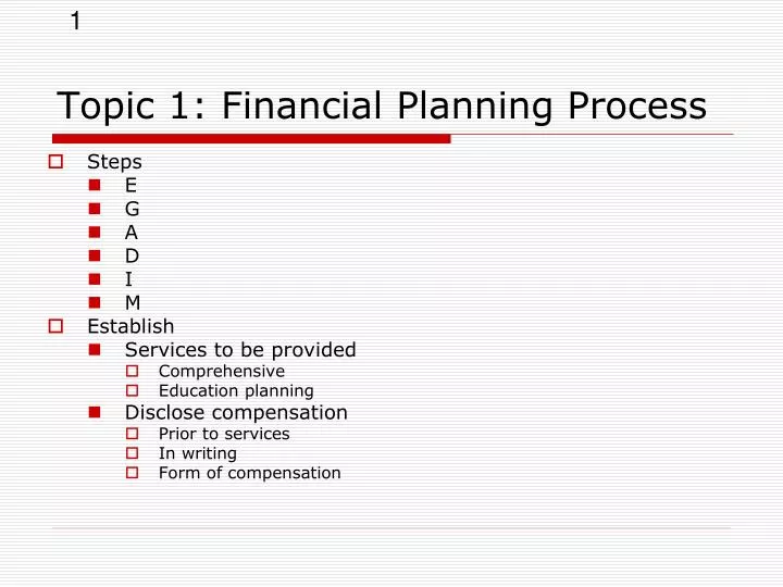 topic 1 financial planning process