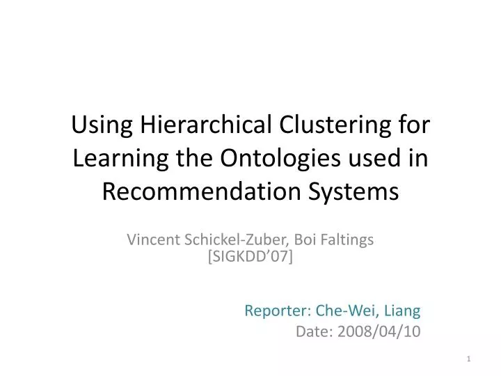 using hierarchical clustering for learning the ontologies used in recommendation systems