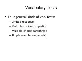 Vocabulary Tests