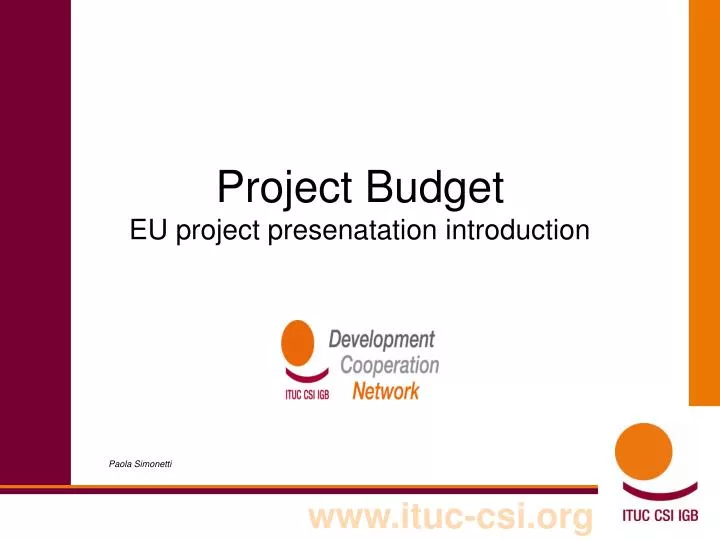 project budget eu project presenatation introduction