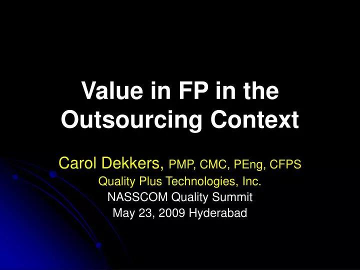 value in fp in the outsourcing context