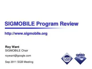 SIGMOBILE Program Review sigmobile