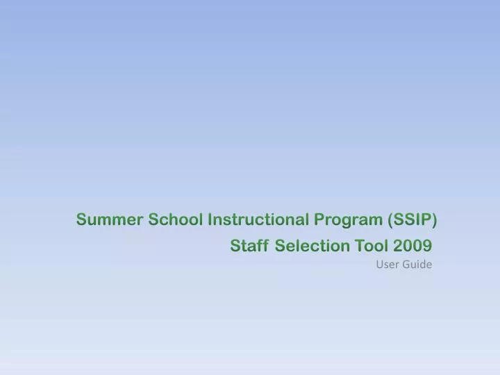 summer school instructional program ssip