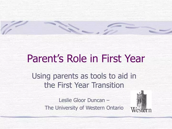 parent s role in first year