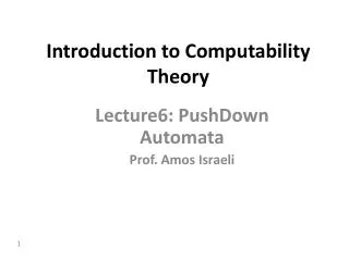 Introduction to Computability Theory