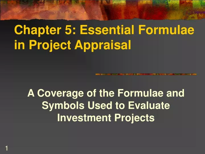 chapter 5 essential formulae in project appraisal