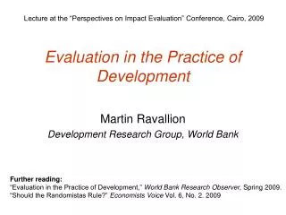 Evaluation in the Practice of Development