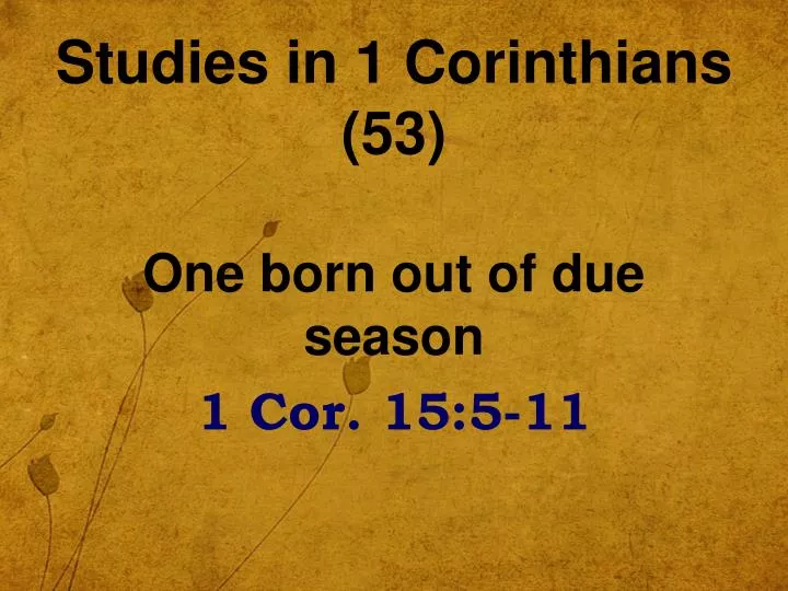 studies in 1 corinthians 53