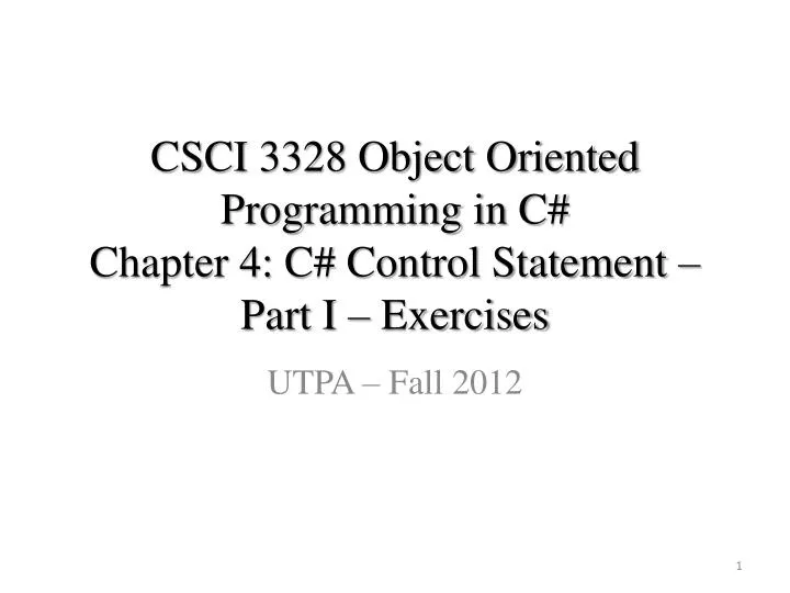 csci 3328 object oriented programming in c chapter 4 c control statement part i exercises