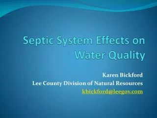 Septic System Effects on Water Quality