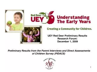 UEY Red Deer Preliminary Results Research Forum: 	 December 1, 2009