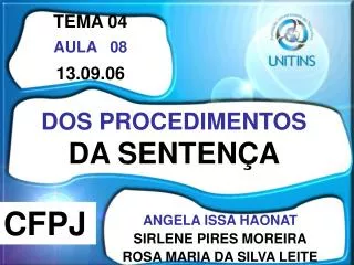 dos procedimentos da senten a