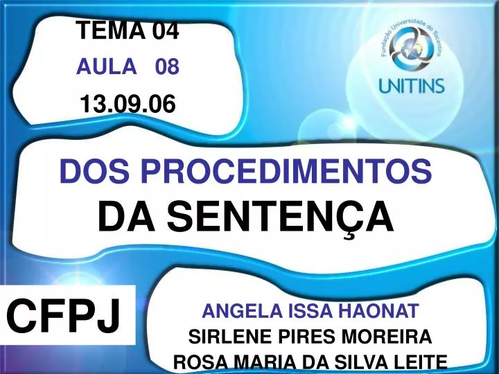 dos procedimentos da senten a