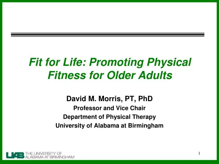 fit for life promoting physical fitness for older adults