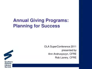 Annual Giving Programs: Planning for Success