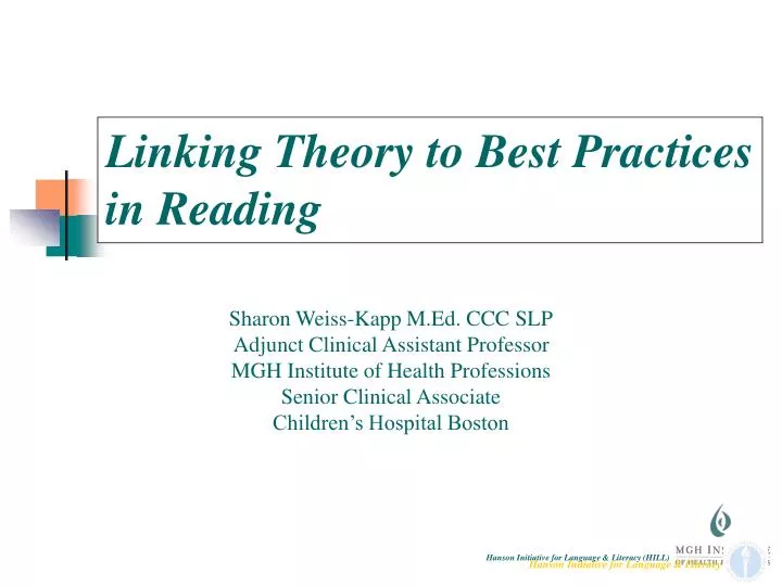 linking theory to best practices in reading
