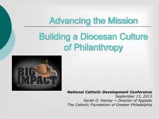 Advancing the Mission Building a Diocesan Culture of Philanthropy