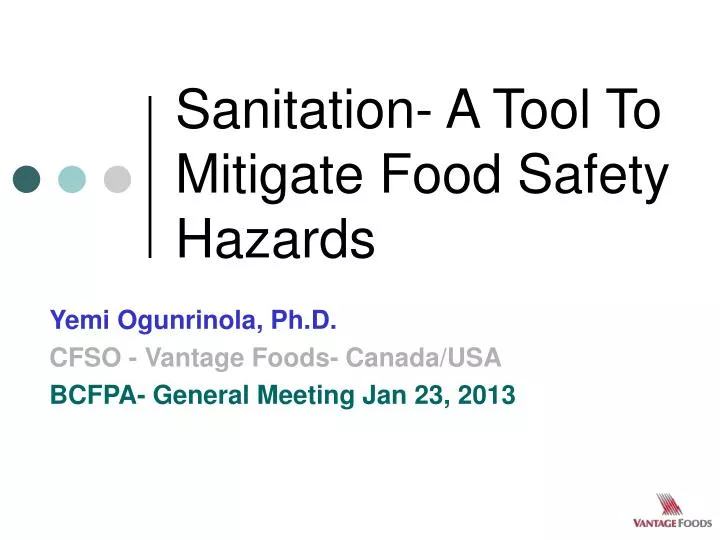 sanitation a tool to mitigate food safety hazards